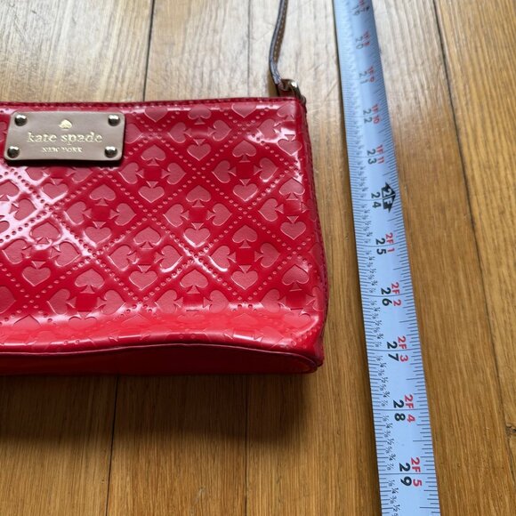 Kate Spade NY Red Patent Leather Deboss Logo Emerald Avenue Crossbody Bag - Picture 8 of 16